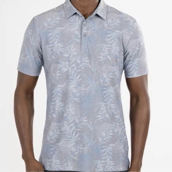 New! Travis Mathew Golf Polo Shirt Blue Patio Time Tropical Men's XL NWT - Picture 7 of 10